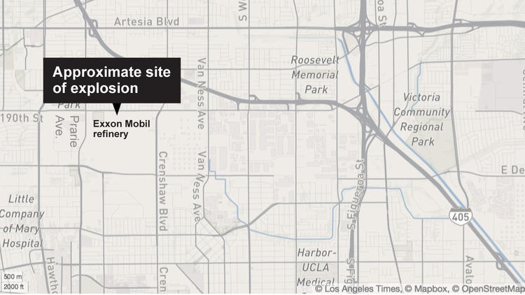 Description: Approximate location of refinery explosion